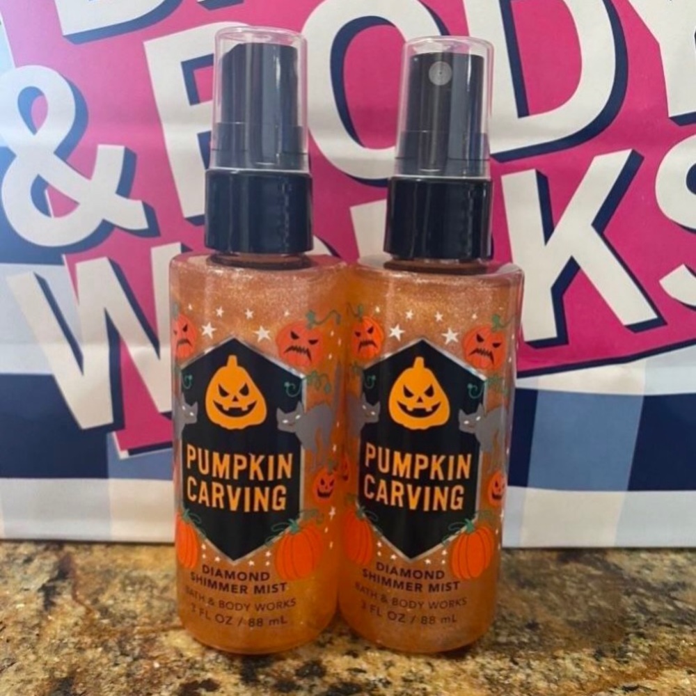 2pc Bath & Body Works Pumpkin Carving Travel Diamond Shimmer Mist
